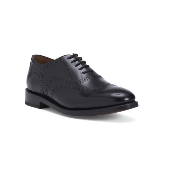 ALLEN EDMONDS Black Men's Leather Hendrix Wingtip Dress Oxfords